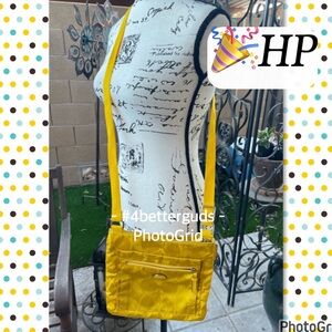 Coach Brand Signature Nylon Fabric File Crossbody Getaway Bag Citrine & Khaki